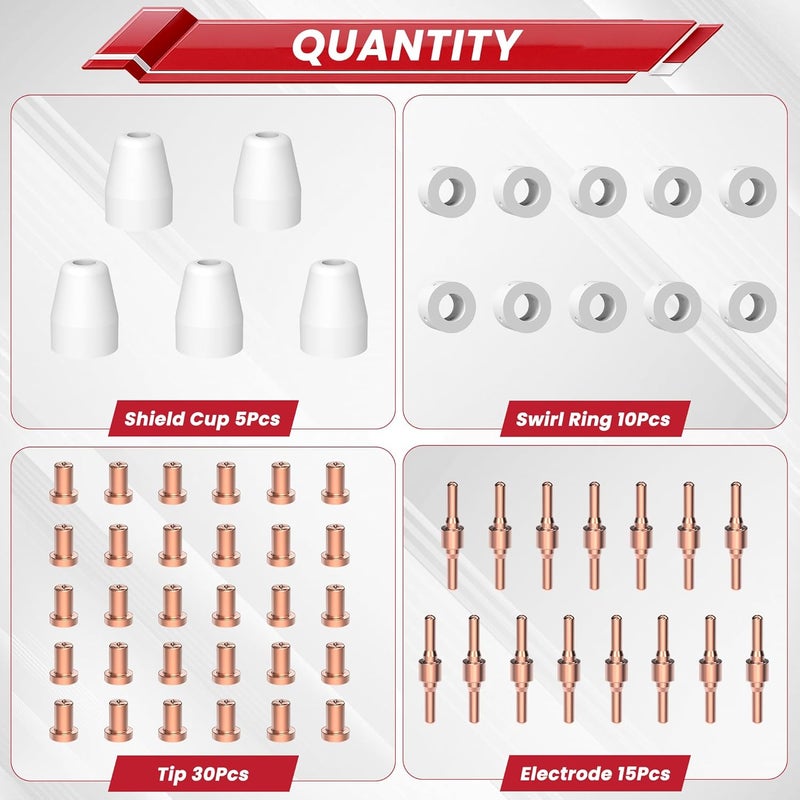 bestarc 120pcs PT31 Plasma Cutter Consumables, Cutting Torch Tip Nozzles Fit for CUT55A, CUT45A, CUT35A with Plasma Cutter Torch PT31 LG40 JG40 - Image 3